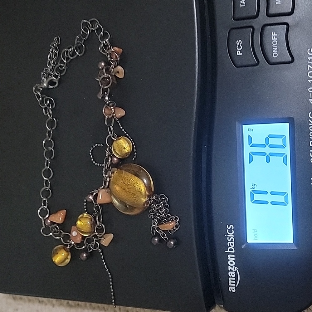 Vintage 1970's carnelian and agate stone clustered necklace - Picture 3 of 6